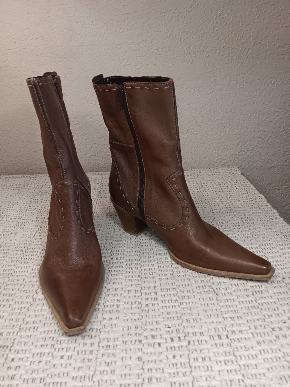 Naturalizer 'Tucson' Women's Cowboy Western Boots Brown Leather Pointed Toe 8 M